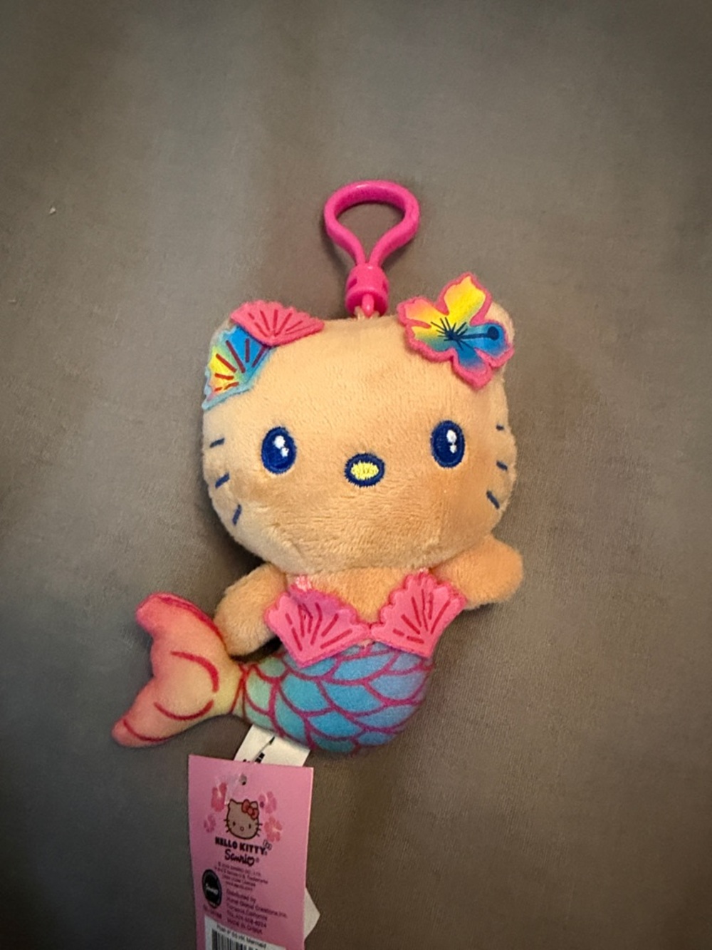 Sanrio Hello Kitty Mermaid Clip Plush - Peach, Pink, Teal